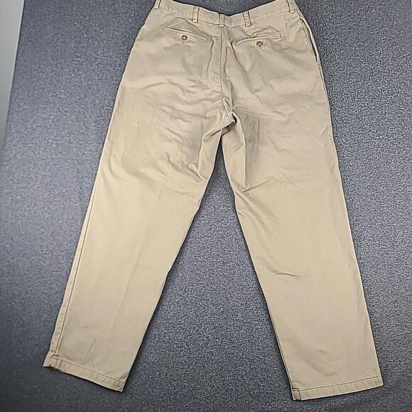 Vintage LL Bean Flannel Lined Pants Mens 40x34 Natural Fit Khaki 162388 - Picture 7 of 9